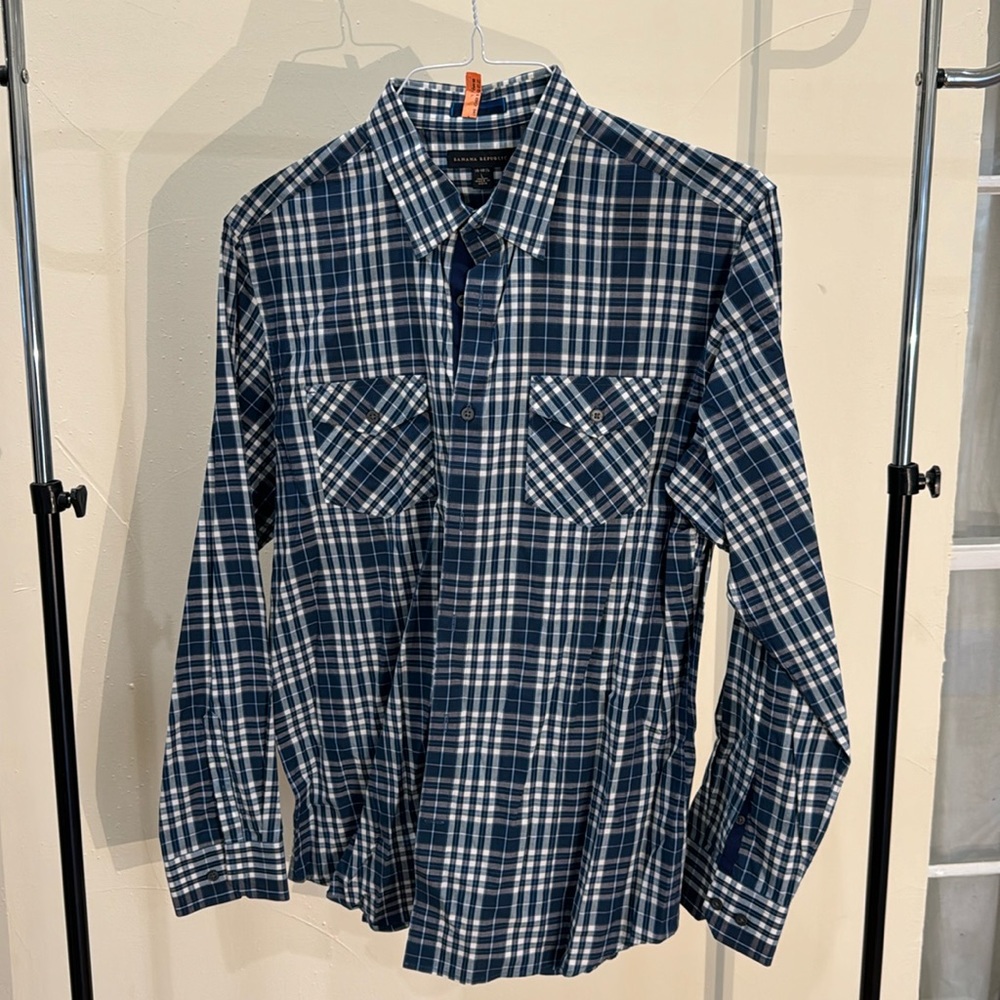 Banana Republic Blue/Green Stripe Dress Shirt